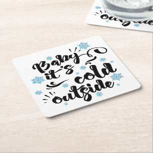 Porta-copo De Papel Quadrado Bebê é fria Fora da tipografia Feriado de inverno