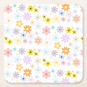 Porta-copo De Papel Quadrado Bebê Em Sangue Chá de fraldas Floral De Pastel