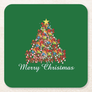 Porta-copo De Papel Quadrado Bebida Verde de Natal Feliz Feriado