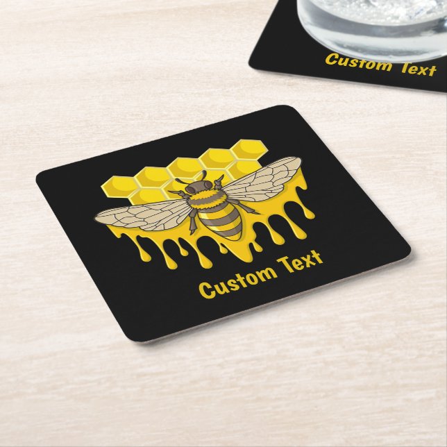 Porta-copo De Papel Quadrado Bee Hive Honey (Inclinado)