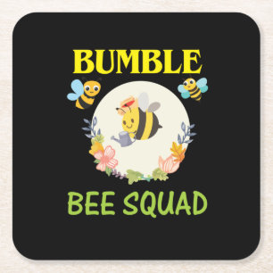Porta-copo De Papel Quadrado Beekeeper Art Bumble Bee Squad