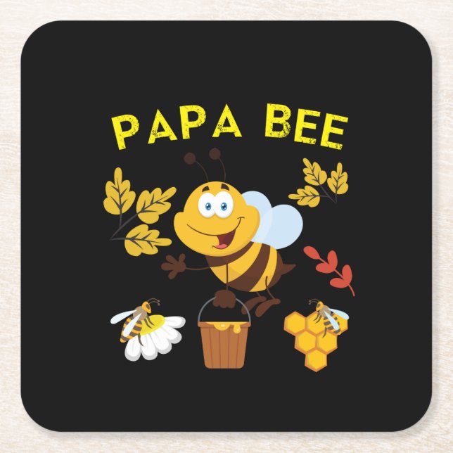 Porta-copo De Papel Quadrado Beekeeper Art Papa Bee (Frente)