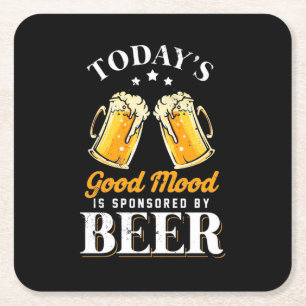 Porta-copo De Papel Quadrado Beer Drinker Good Mood É Patrocinado Por Cerveja
