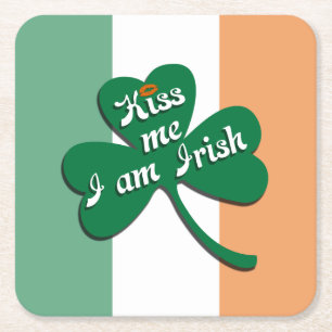 Porta-copo De Papel Quadrado Beija-me Eu sou Irlandês
