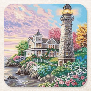 Porta-copo De Papel Quadrado Bela Algodão De Farol