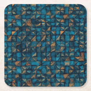 Porta-copo De Papel Quadrado Bela Aparência de Patchwork em Teal Escuro
