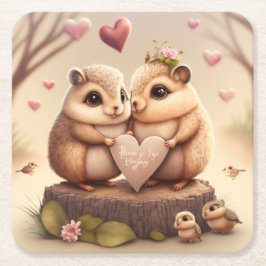 Porta-copo De Papel Quadrado Bela caricatura de ursos