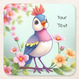 Porta-copo De Papel Quadrado Bela Custa Azul Rosa Floral Pássaro Cinzeiro de Pa