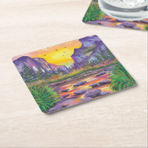 Porta-copo De Papel Quadrado Bela Natureza Foto Personalizada