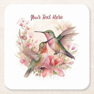 Porta-copo De Papel Quadrado Belas Pássaros de Humor com Flores