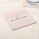 Porta-copo De Papel Quadrado Beleza Rosa Moderna Pastel Personalizada Seu Nome (Inclinado)