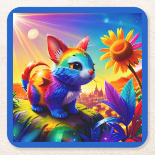 Porta-copo De Papel Quadrado Belo Animal Três