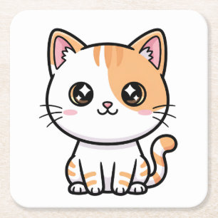 Porta-copo De Papel Quadrado Belo Kawaii Gatinho Laranja Tabby