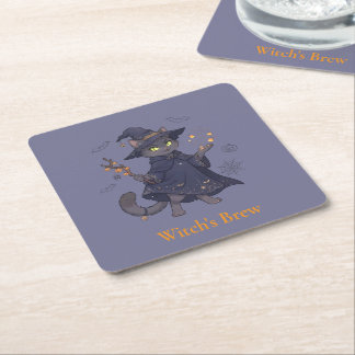 Porta-copo De Papel Quadrado Belo Papel de Cervejeira de Gato Mágico de Hallowe