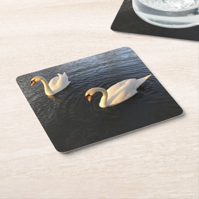 Porta-copo De Papel Quadrado Belos cisnes (Inclinado)