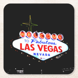 Porta-copo De Papel Quadrado Bem-vindo ao Fabuous Las Vegas Nevada Sin City