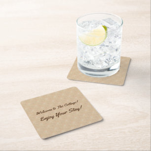 Porta-copo De Papel Quadrado Bem-vindos à Casa de Aluguer de Convidado de Cotta