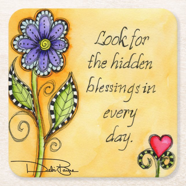 Porta-copo De Papel Quadrado Bênçãos Ocultas (Frente)