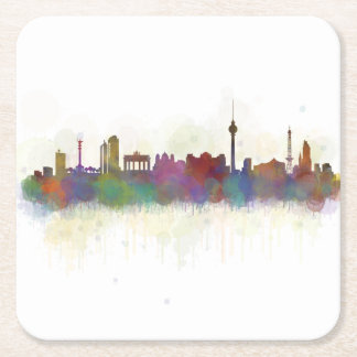 Porta-copo De Papel Quadrado Berlin city Germany. Deutsche Skyline art v2