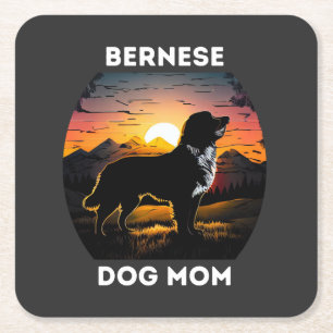 Porta-copo De Papel Quadrado Bernese e a Ascensão Sun para a mãe do cão Bernês