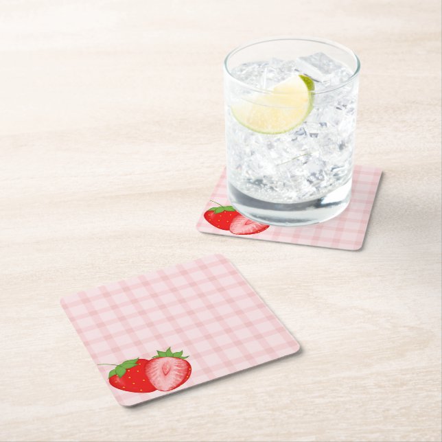 Porta-copo De Papel Quadrado Berry First Birthday Party  (Insitu)