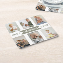 Best Grandpa Ever | Custom Photos Paper Coaster