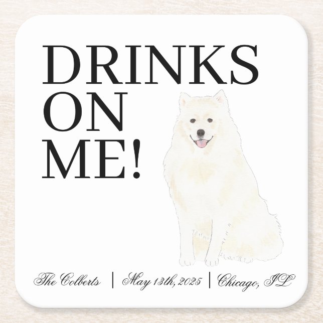 Porta-copo De Papel Quadrado Bichon, Bolonha, Havanês, Casamento Maltês (Frente)