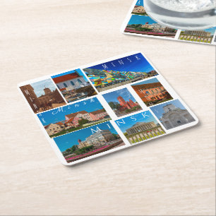 Porta-copo De Papel Quadrado Bielorrússia Belarus Minsk Минск Cidade Arquitetur