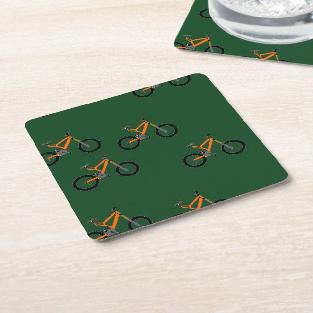 Porta-copo De Papel Quadrado Bikes em verde (Inclinado)