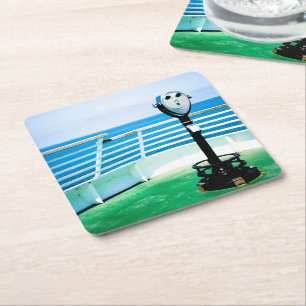 Porta-copo De Papel Quadrado Binóculo de Turista Verde Azul