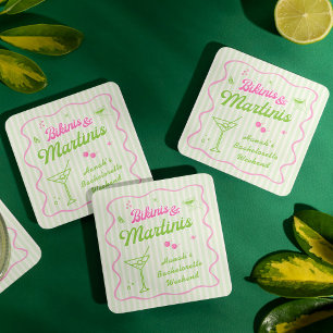 Porta-copo De Papel Quadrado Biquínis e Festa de Despedida de Solteira de Marti