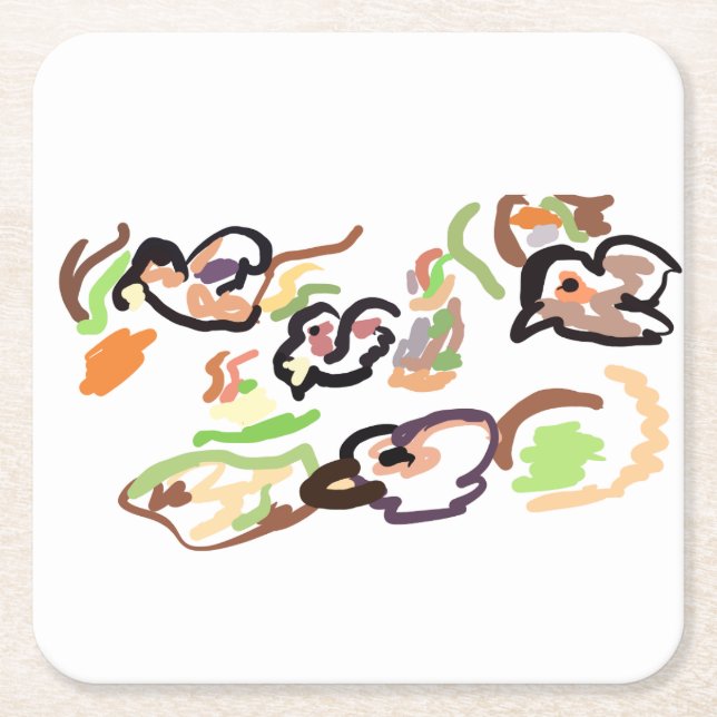 Porta-copo De Papel Quadrado Birds and autumn (Frente)