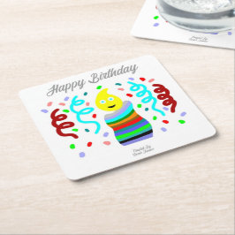 Porta-copo De Papel Quadrado Birthday Candle Greetings Square Paper Coaster