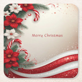 Porta-copo De Papel Quadrado Biscoitos de Papel de Natal com Floral e Bengalas 