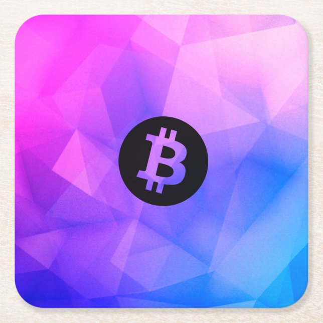 Porta-copo De Papel Quadrado Bitcoin Cristal (Frente)