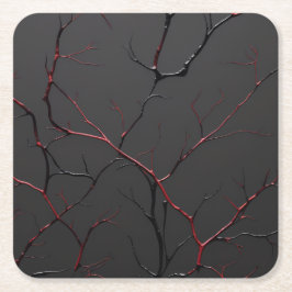 Porta-copo De Papel Quadrado Black and Red Veins