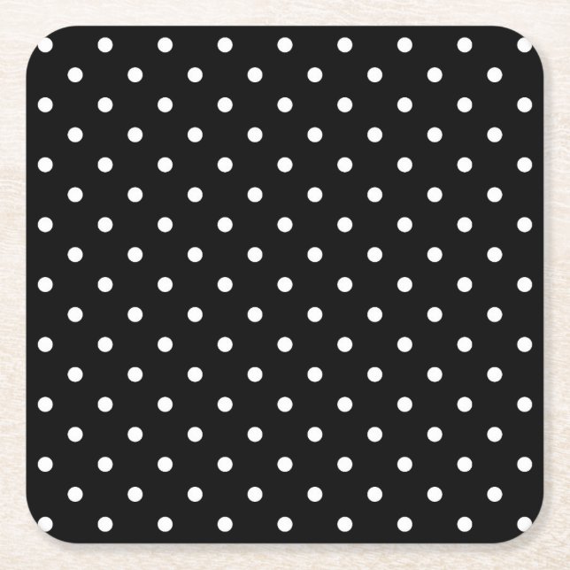 Porta-copo De Papel Quadrado Black and white Polka Dots (Frente)