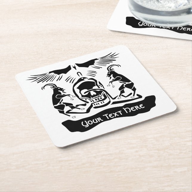 Porta-copo De Papel Quadrado Black Goat Corrupt Trinity Crest (Inclinado)