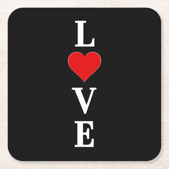 Porta-copo De Papel Quadrado Black LOVE Modern Tredny Black and White (Frente)