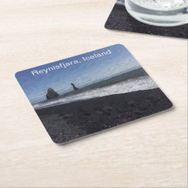 Porta-copo De Papel Quadrado Black Sand Beach, Islândia