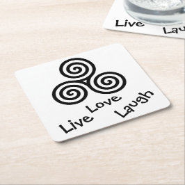 Porta-copo De Papel Quadrado Black Triple spiral Live Love Laugh em branco