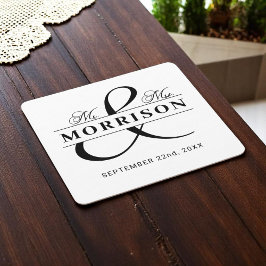 Porta-copo De Papel Quadrado Black White Sr. Monograma Wedding