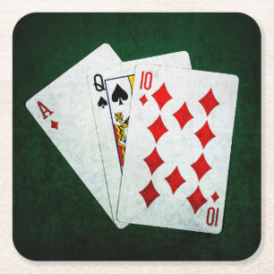 Porta-copo De Papel Quadrado Blackjack 21 ponto - Ace, Queen, Dez