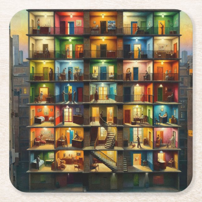 Porta-copo De Papel Quadrado Bloco (Frente)