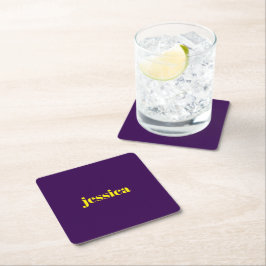 Porta-copo De Papel Quadrado Bloco de cor nome personalizado minimalista