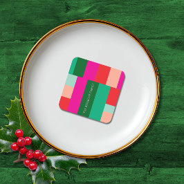 Porta-copo De Papel Quadrado Bloco de Cores de Natal Feliz