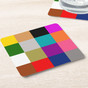 Porta-copo De Papel Quadrado Blocos de Cores Coloridos e Destacados Padrão de D