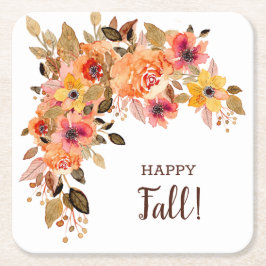 Porta-copo De Papel Quadrado Blogues de Flores de Queda Feliz