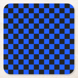 Porta-copo De Papel Quadrado Blue and black checkerboard pattern