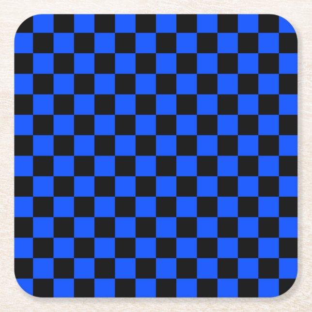 Porta-copo De Papel Quadrado Blue and black checkerboard pattern (Frente)